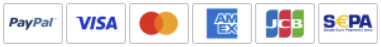 Payment methods: PayPal, Visa, Mastercard, Amex, JCB, SEPA